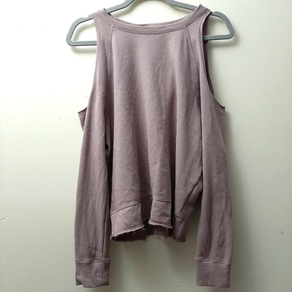 Victoria Sport Sweatshirt Athleisure  Cold Shoulder Color Mauve Size SP